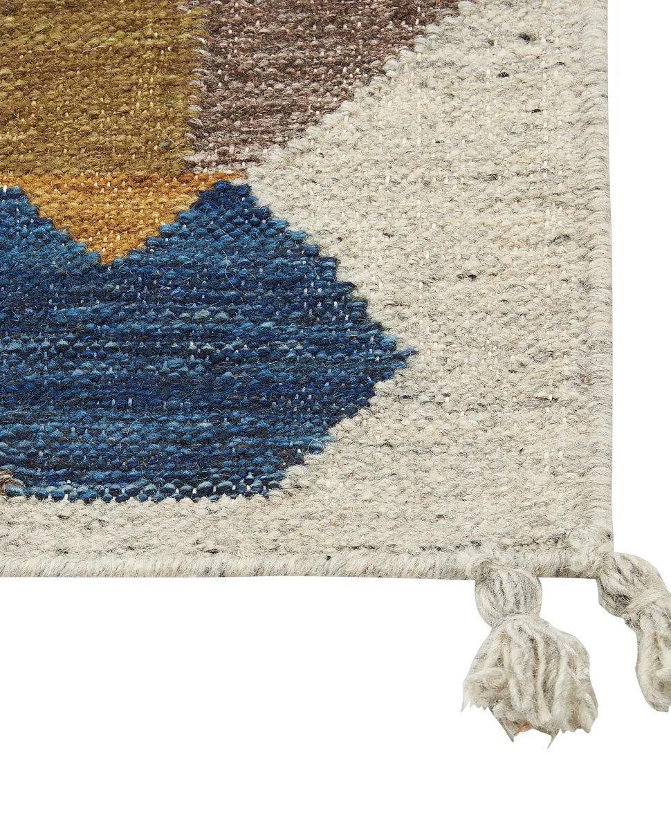 Kelim Teppich Wolle Mehrfarbig 160 X 230 Cm Patchwork Kurzflor Arzakan