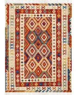 Kelim Teppich Wolle Mehrfarbig 160 X 230 Cm Geometrisches Muster Kurzflor Oshakan