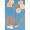 Kinderteppich Baumwolle Blau 80 X 150 Cm Wal-Motiv Balabang