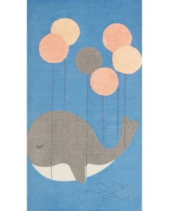Kinderteppich Baumwolle Blau 80 X 150 Cm Wal-Motiv Balabang