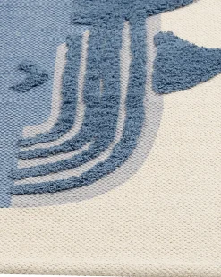 Kinderteppich Baumwolle Beige / Blau 80 X 150 Cm Wal-Motiv Selai