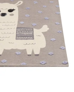 Kinderteppich Baumwolle Braun 80 X 150 Cm Lama-Motiv Lubuk