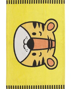 Kinderteppich Baumwolle Gelb 60 X 90 Cm Tigermuster Kurzflor Ranchi