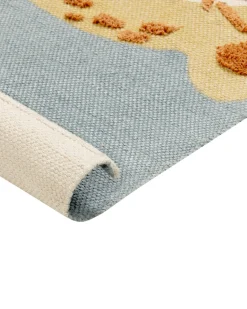 Kinderteppich Baumwolle Grau / Gelb 80 X 150 Cm Leopardenmotiv Tangse