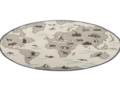 Kinderteppich Baumwolle Grau / Beige 120 Cm Kontinentenmuster Kesda