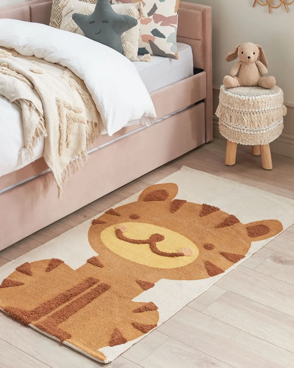 Kinderteppich Baumwolle Mehrfarbig 80 X 150 Cm Tigermotiv Sigli