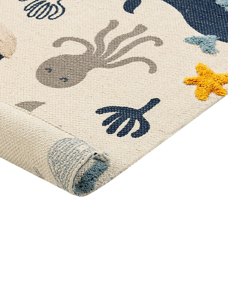 Kinderteppich Baumwolle Mehrfarbig 80 X 150 Cm Tiermuster Porsea