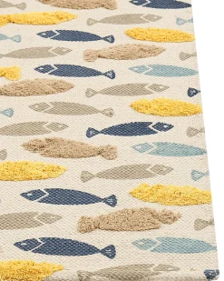Kinderteppich Baumwolle Mehrfarbig 80 X 150 Cm Fischmotiv Ipuh