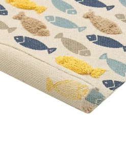 Kinderteppich Baumwolle Mehrfarbig 80 X 150 Cm Fischmotiv Ipuh