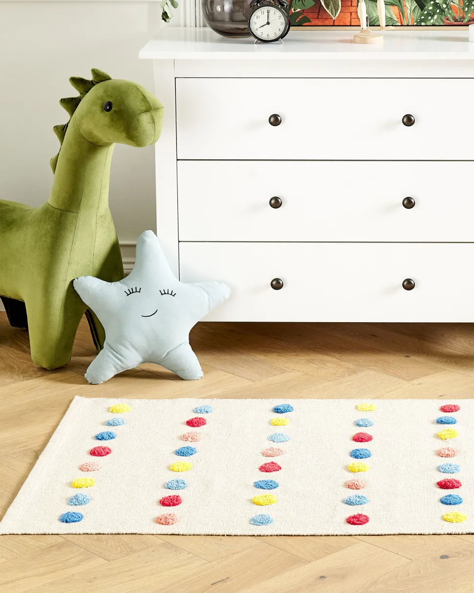 Kinderteppich Baumwolle Mehrfarbig 80 X 150 Cm Punkte Leles