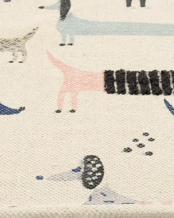 Kinderteppich Baumwolle Mehrfarbig 80 X 150 Cm Hund-Motiv Kurzflor Temiaj