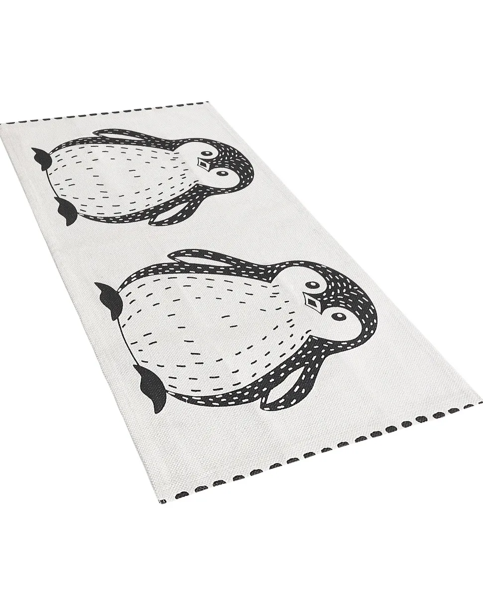 Kinderteppich Baumwolle Weis / Schwarz 60 X 90 Cm Pinguin-Muster Hajdarabad