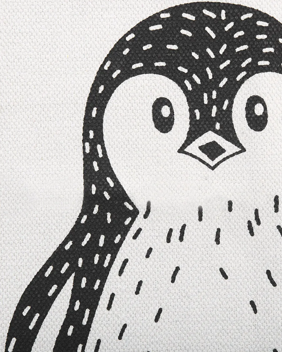 Kinderteppich Baumwolle Weis / Schwarz 60 X 90 Cm Pinguin-Muster Hajdarabad