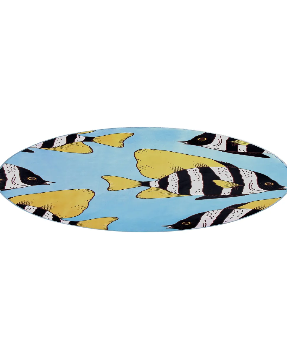 Kinderteppich Blau 140 Cm Fischmuster Kurzflor Fizme