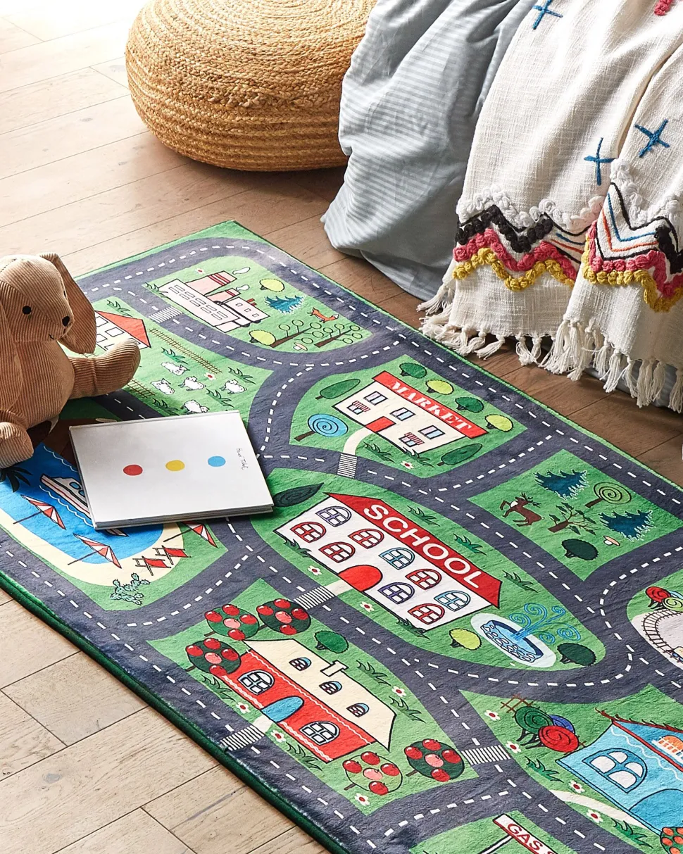 Kinderteppich Grun Stadt-Motiv 80 X 150 Cm Tutak