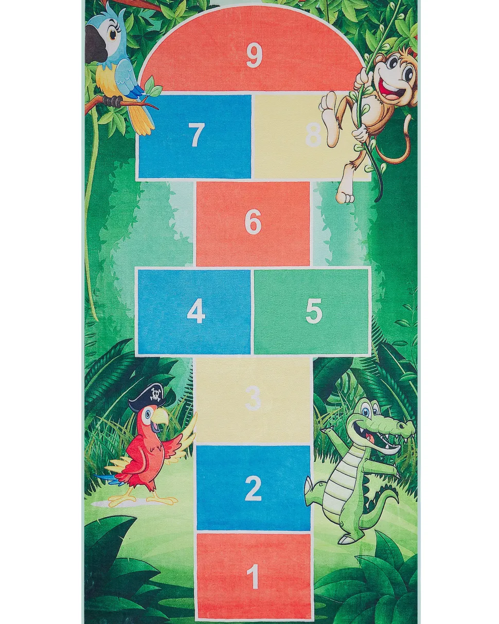 Kinderteppich Grun Tier-Motiv Mit Hupfspiel 80 X 150 Cm Babadag