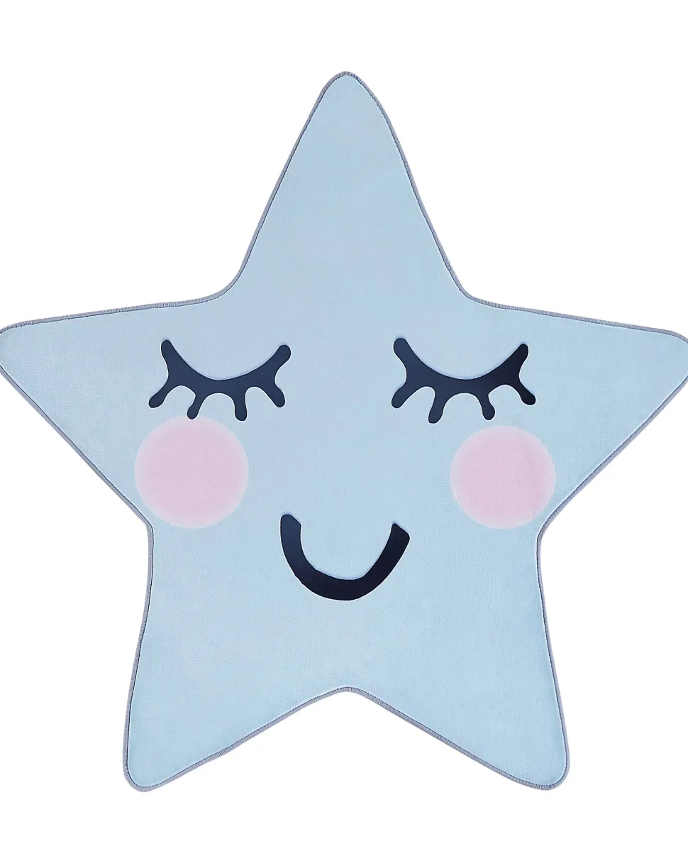 Kinderteppich Hellblau 120 X 120 Cm Sternmotiv Kurzflor Sirius