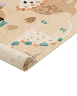 Kinderteppich Mehrfarbig Aus Baumwolle Tiermuster 80 X 150 Cm Stabat