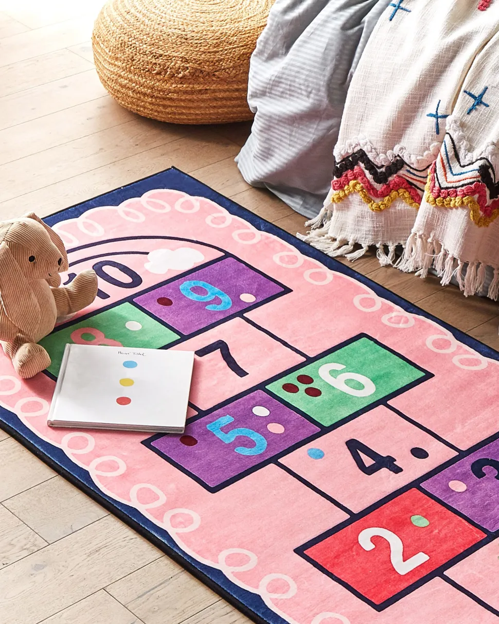 Kinderteppich Rosa Mit Hupfspiel 80 X 150 Cm Honaz