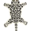 Kinderteppich Wolle Beige / Weis 100 X 160 Cm Leopardenmotiv Mibu
