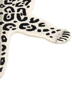 Kinderteppich Wolle Beige / Weis 100 X 160 Cm Leopardenmotiv Mibu