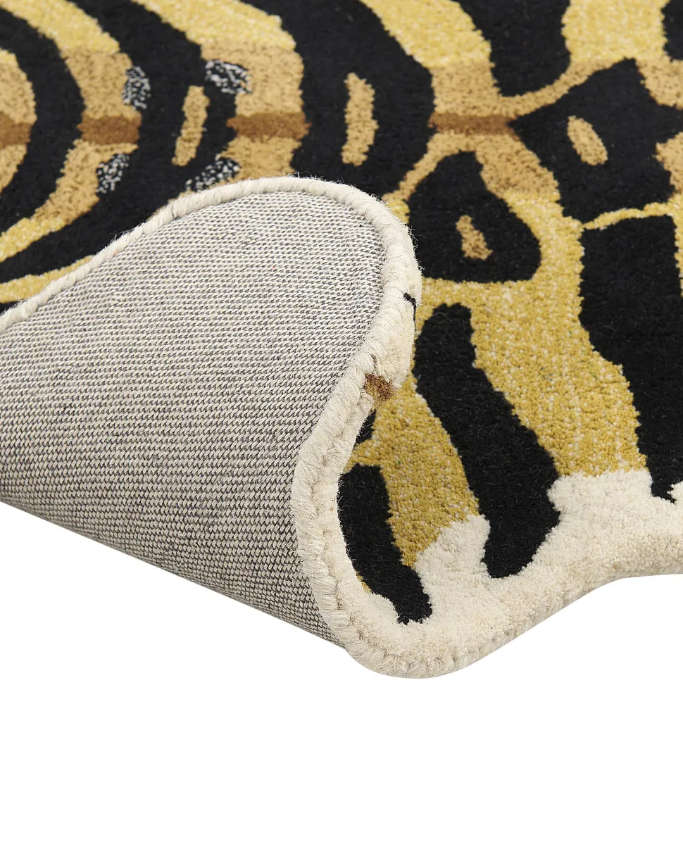 Kinderteppich Wolle Beige / Schwarz 100 X 160 Cm Tigermotiv Shere