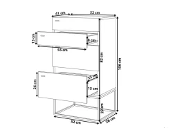 Kommode Betonoptik / Heller Holzfarbton 4 Schubladen Acra