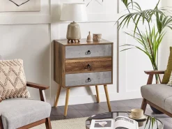 Kommode Dunkler Holzfarbton / Grau 3 Schubladen Batley