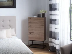 Kommode Heller Holzfarbton 4 Schubladen Acra