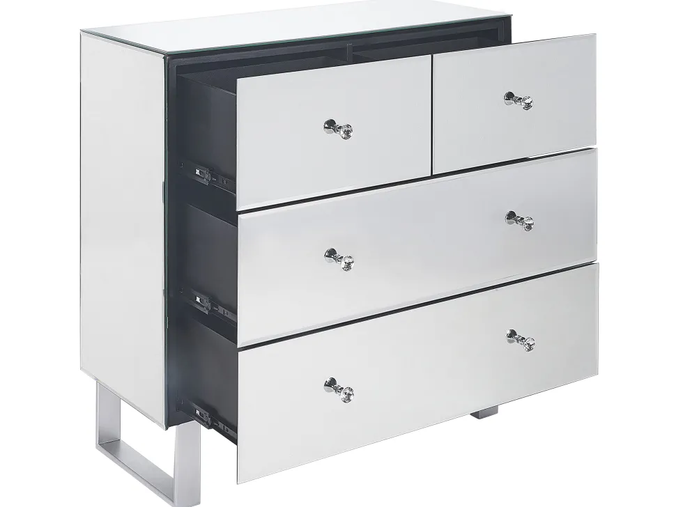Kommode Silber Mit 4 Schubladen Verspiegelt Nesle