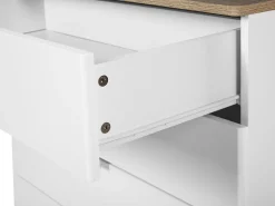 Kommode Weis / Heller Holzfarbton 4 Schubladen Walpi