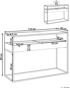 Konsolentisch Dunkler Holzfarbton / Schwarz 110 X 40 Cm Waco