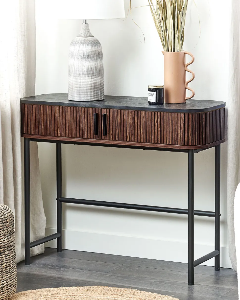 Konsolentisch Dunkler Holzfarbton / Schwarz 100 X 35 Cm Jose