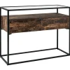 Konsolentisch Glas Dunkler Holzfarbton / Schwarz 2 Schubladen Mauk