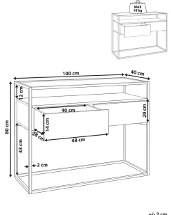 Konsolentisch Glas Dunkler Holzfarbton / Schwarz 2 Schubladen Mauk