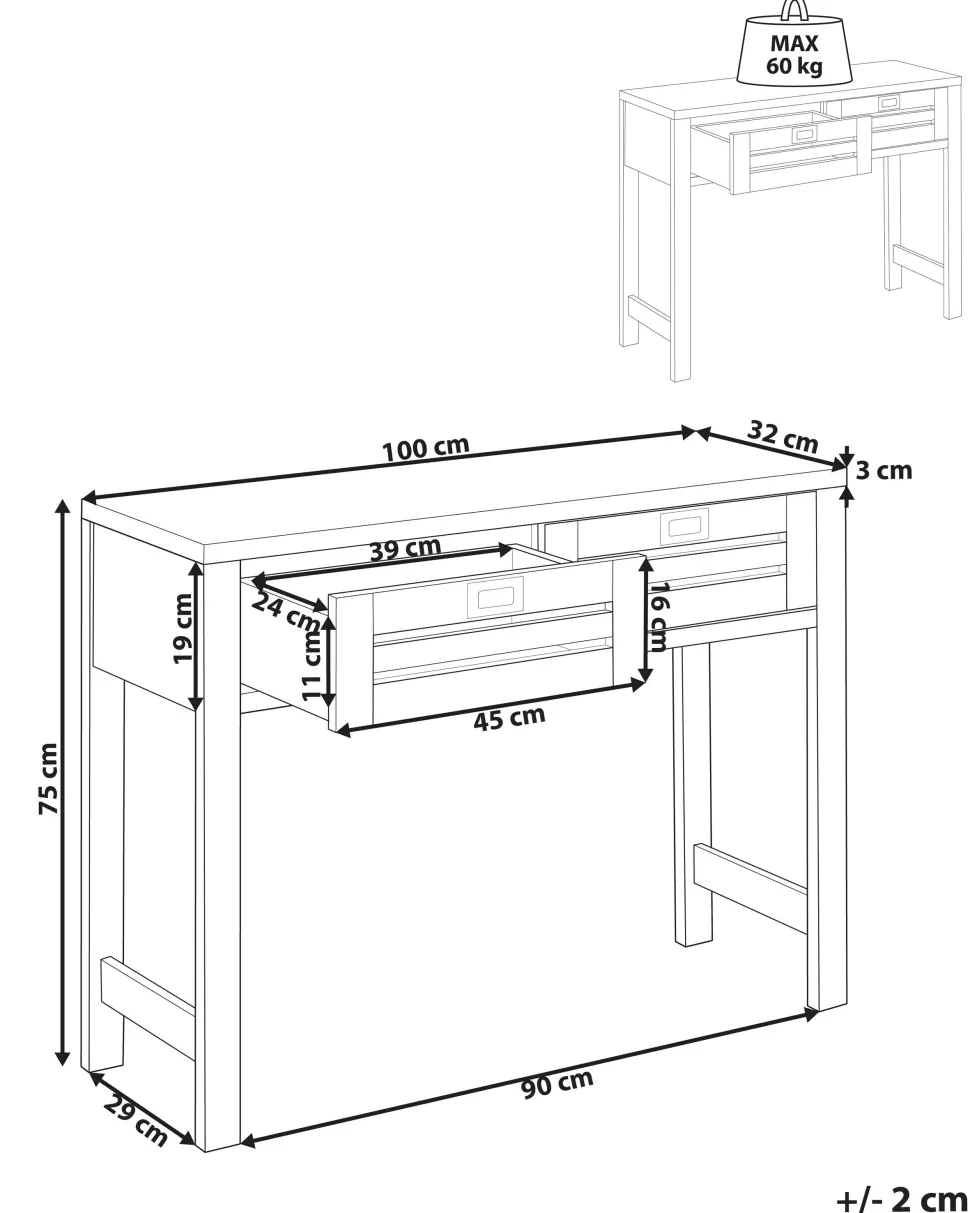 Konsolentisch Heller Holzfarbton 2 Schubladen Randa