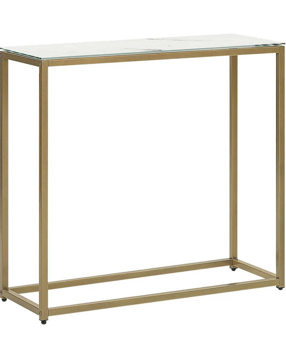 Konsolentisch Marmor Optik Weis / Gold Delano
