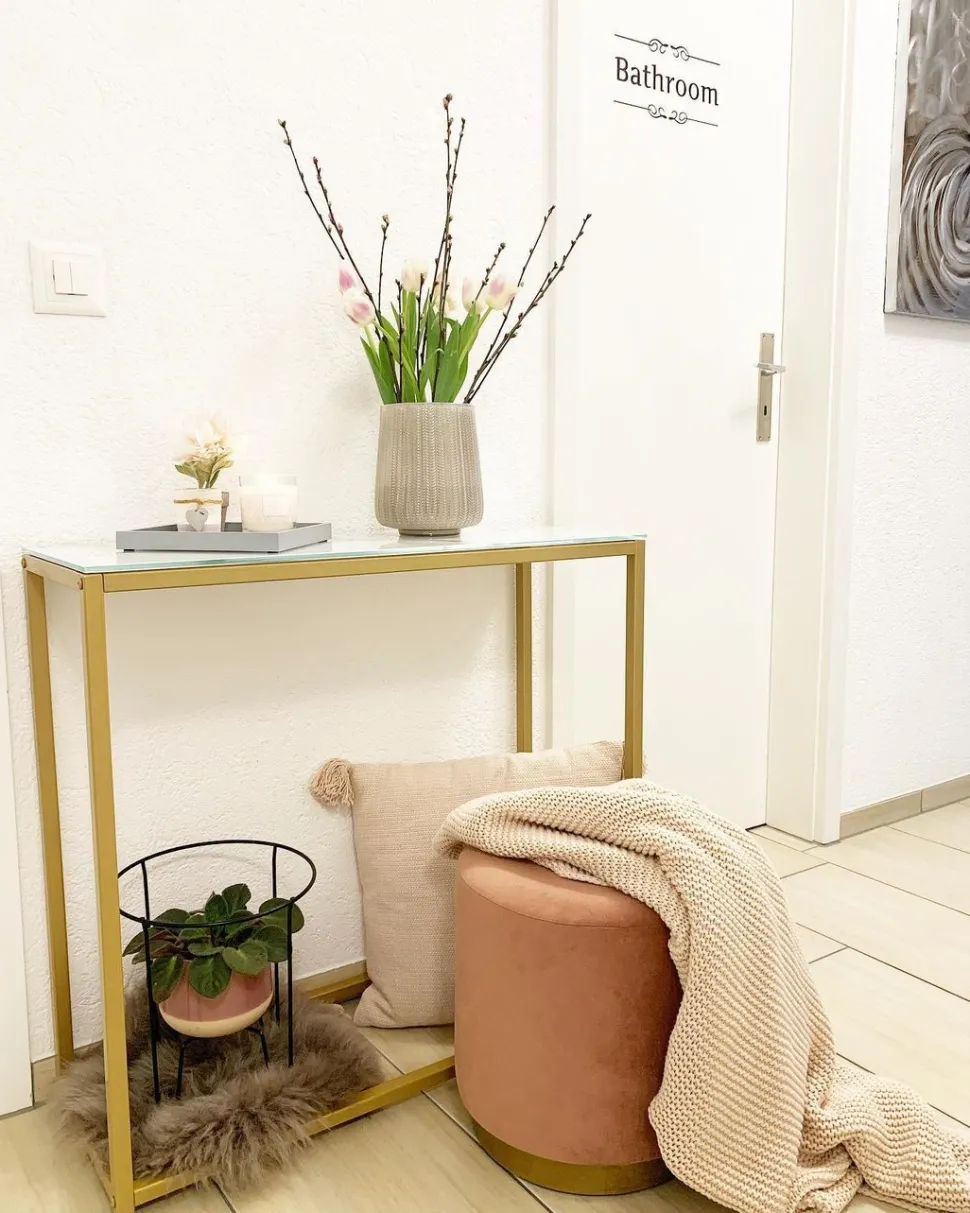 Konsolentisch Marmor Optik Weis / Gold Delano