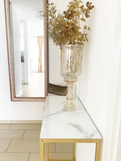 Konsolentisch Marmor Optik Weis / Gold Delano