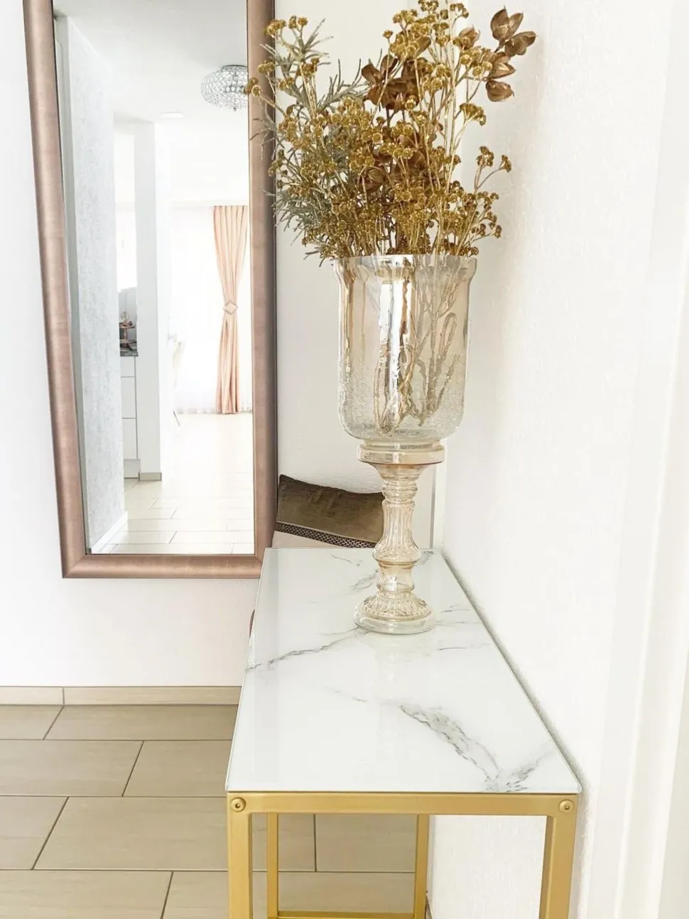 Konsolentisch Marmor Optik Weis / Gold Delano