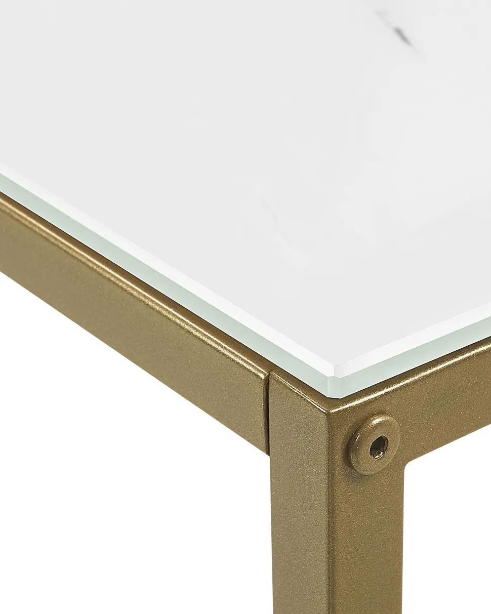 Konsolentisch Marmor Optik Weis / Gold Delano