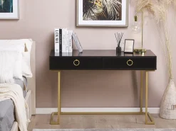 Konsolentisch Schwarz / Gold 2 Schubladen Westport