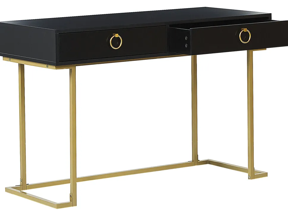 Konsolentisch Schwarz / Gold 2 Schubladen Westport