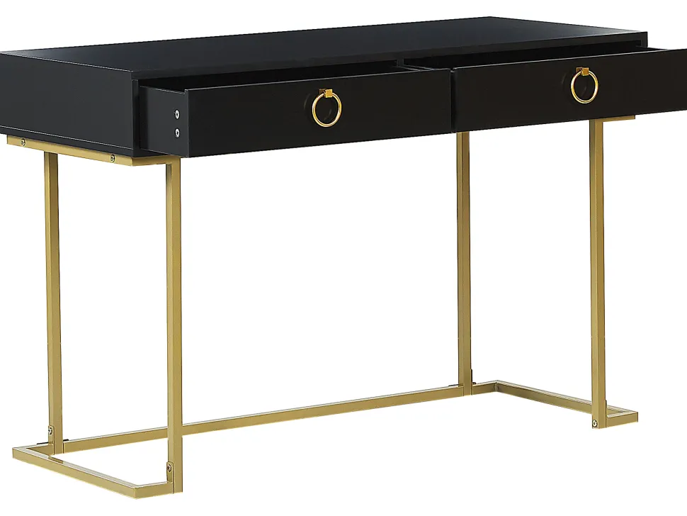 Konsolentisch Schwarz / Gold 2 Schubladen Westport
