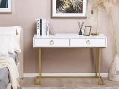 Konsolentisch Weis / Gold 2 Schubladen Westport