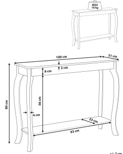 Konsolentisch Weis Rechteckig 30 X 100 Cm Hartford