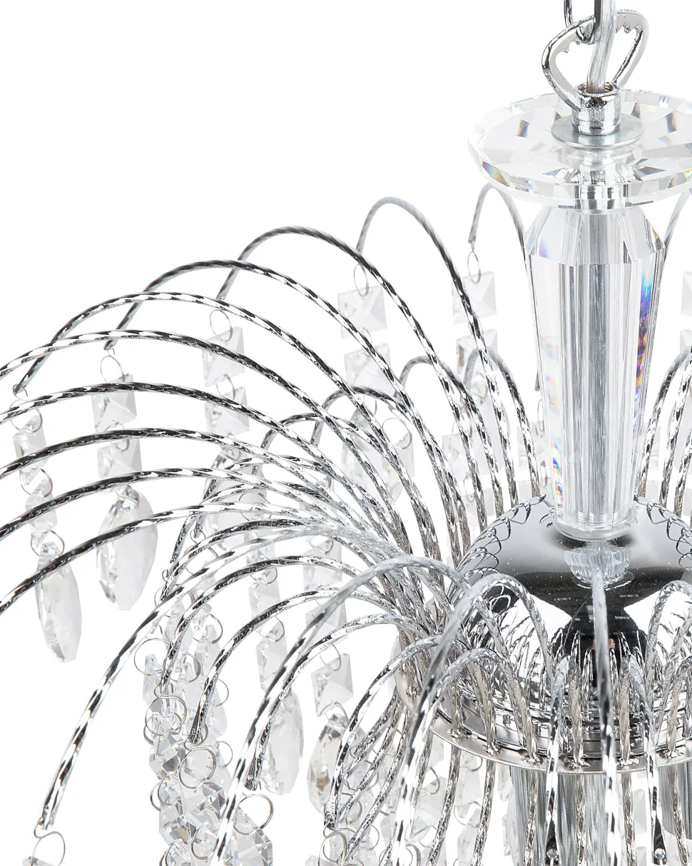 Kronleuchter Metall / Acrylglas Silber Kristall-Optik 3-Flammig Rivil