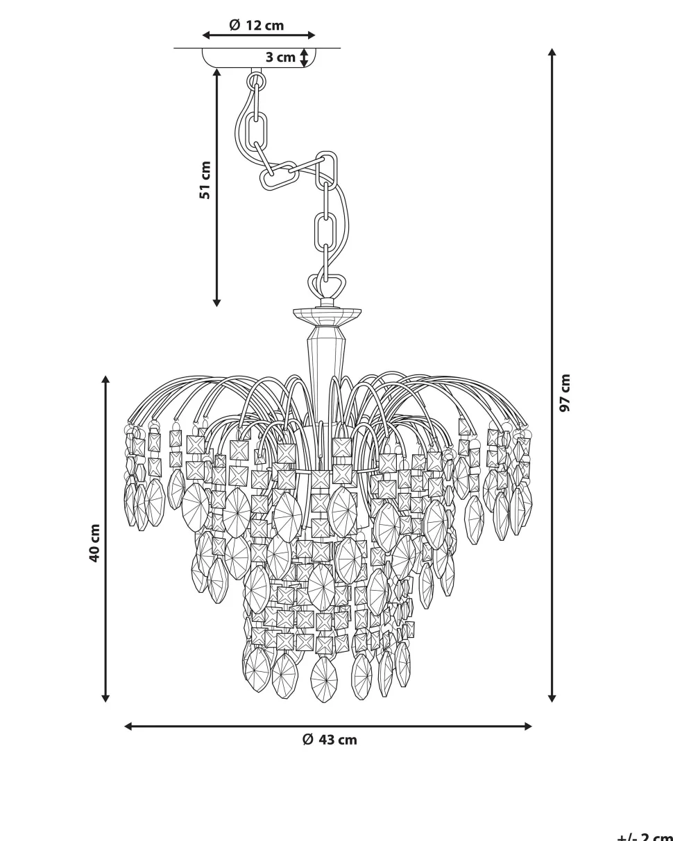 Kronleuchter Metall / Acrylglas Silber Kristall-Optik 3-Flammig Rivil