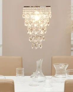 Kronleuchter Metall / Acrylglas Silber Kristall-Optik 1-Flammig Entwash