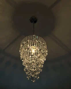 Kronleuchter Metall / Acrylglas Silber Kristall-Optik 1-Flammig Entwash